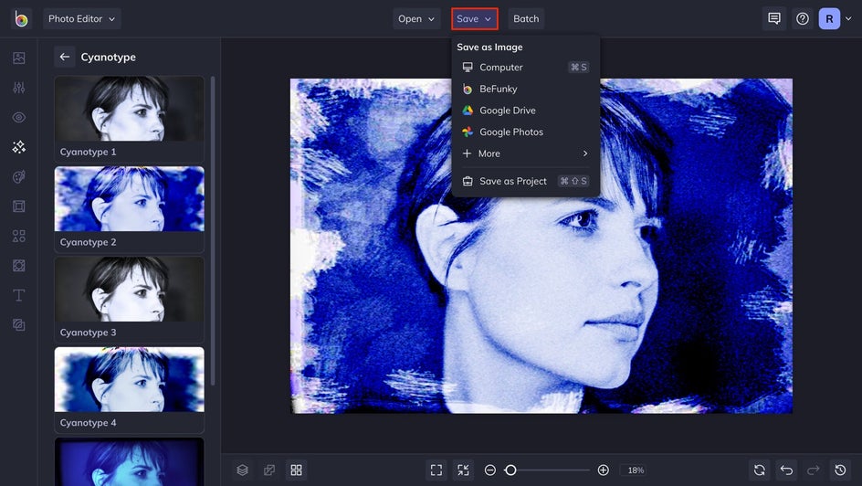 save cyanotype effect