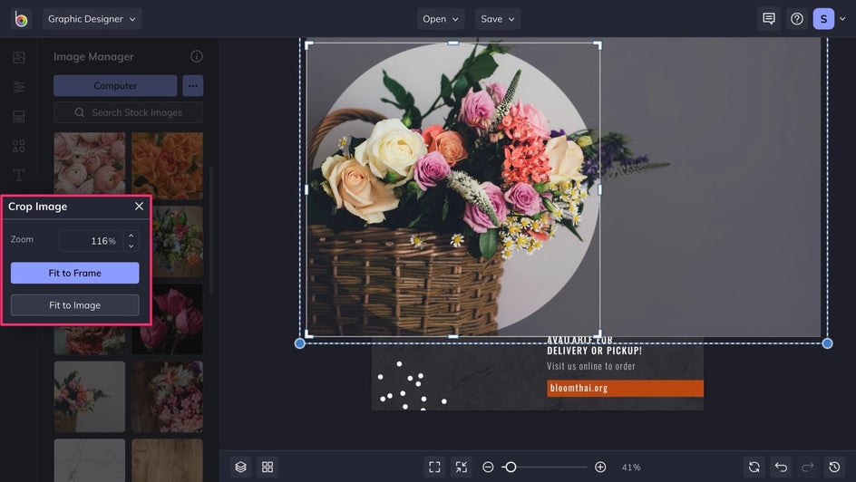 Crop the image for your Instagram template