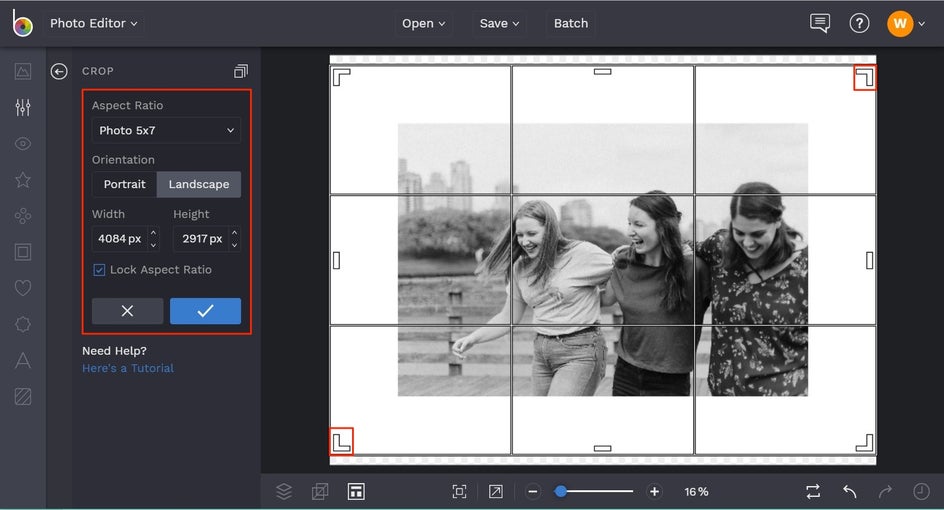how to crop photos in BeFunky
