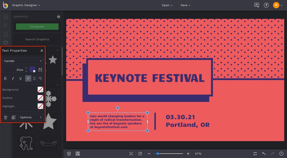 how to add text to graphic designs in BeFunky