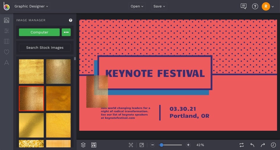 how to mask design elements with metallic textures in BeFunky