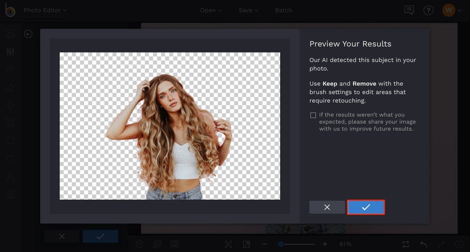 remove background from image with BeFunky