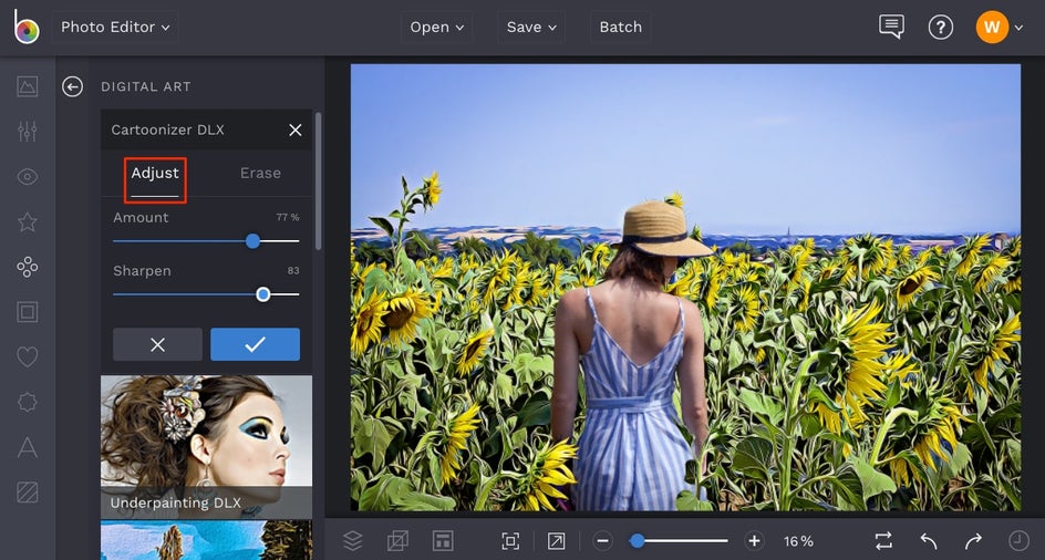 how to use artsy effects selectively in BeFunky
