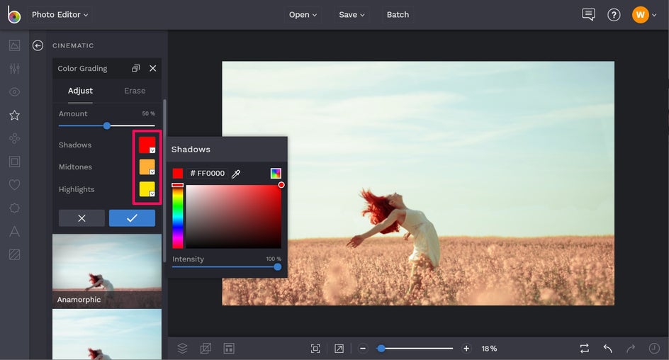 Change your shadows, midtones, and highlights to warm tones BeFunky photo editor